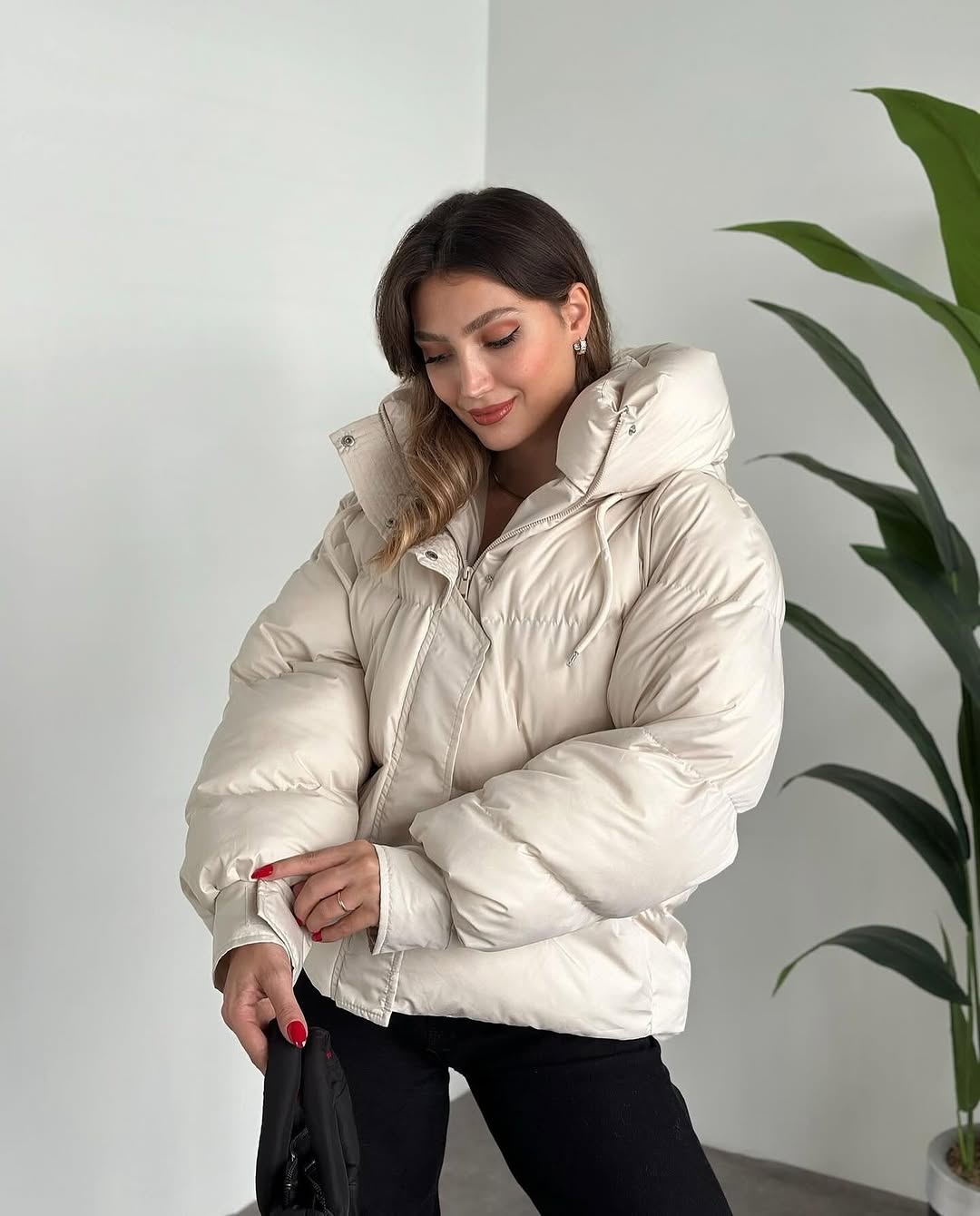 Cream Oversized Puffer Jacket