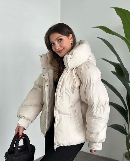 Cream Oversized Puffer Jacket