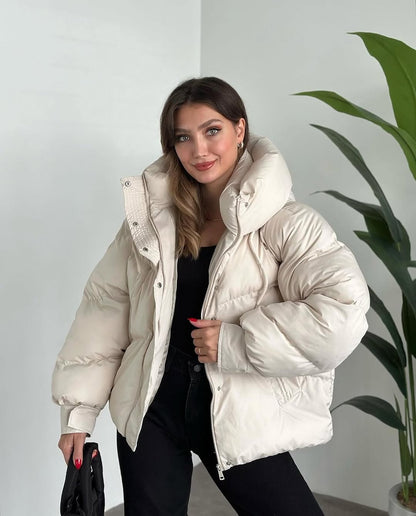 Cream Oversized Puffer Jacket